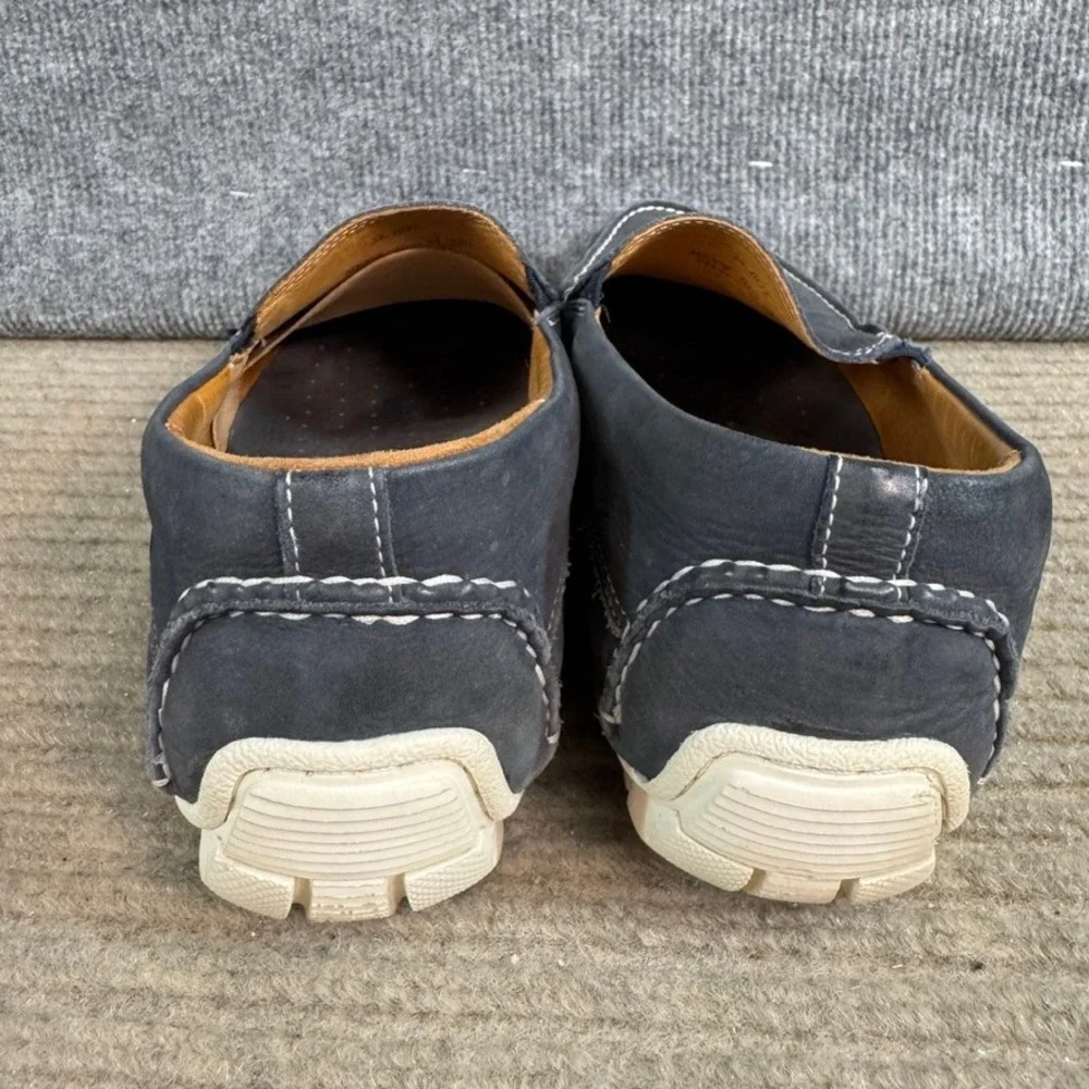Johnston & Murphy Mens Navy Perforated Leather Slip On Loafers Size 10.5 M 24-7